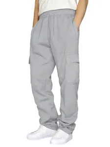 Graue Herren-Cargo-Jogginghose mit Kordelzug und praktischen Taschen für den Alltag.