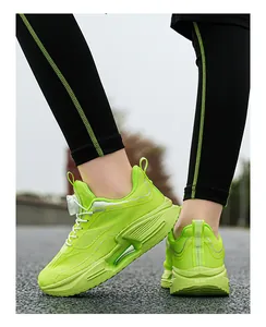 Chaussures de course en maille vert fluo pour ados avec système de laçage à cadran rotatif