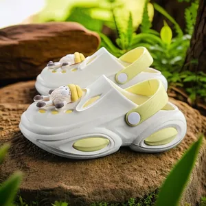 Comfortable children's white garden clogs with cute sheep charm for summer beach