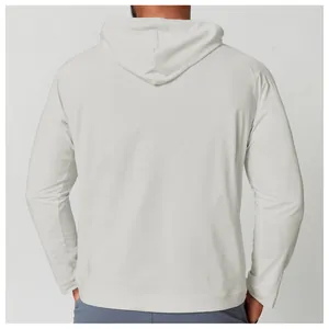Back view of men's quick-dry sun protection hooded athletic long sleeve t-shirt