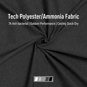 Dark grey 7A antibacterial quick-dry tech fabric texture for men's hooded sports shirt