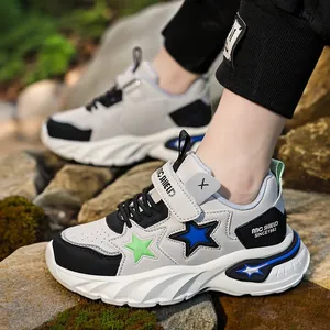 Kids Fashion Sneakers Boy Girl Star Pattern Running Shoes Non-slip Outdoor Travel Shoes Breathable Velcro Children Sport Shoes