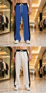 Premium heavyweight men's loose sports sweatpants in blue and white color options