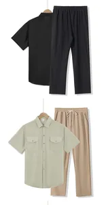 Conjunto casual de dos piezas para hombre con camisa de manga corta y pantalón