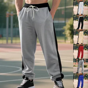 Men's Heavyweight Terry Sweatpants Loose Fit Casual Sport Jogger Pants With Side Stripes And Drawstring For Autumn Winter
