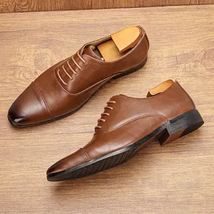 Scarpe Oxford da Uomo a Punta Alta Gamma in Cuio Rigenerato Scarpe Classiche da Ufficio British Retro Lucidato Scarpe in Pelle