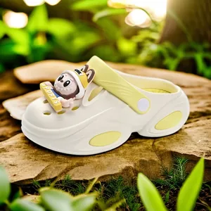 Cute girls cartoon clogs in cream and yellow for summer beach wear