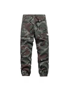 Pantalon cargo camouflage pour hommes avec taille à cordon et plusieurs poches utiles