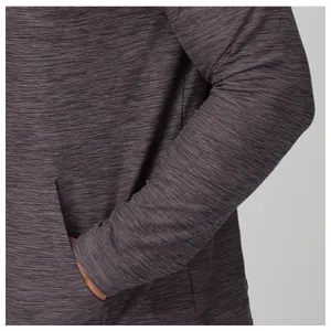 Detailed macro shot of the breathable melange fabric texture on a men's quick-dry hoodie.