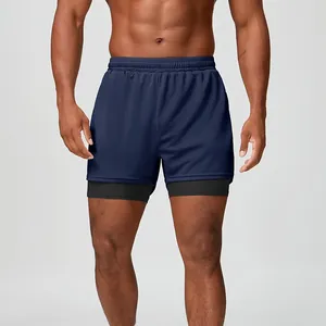 Pantalones cortos deportivos 2 en 1 transpirables para hombre para fitness y basket