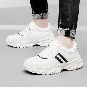 Baskets de Sport Unisexe en Cuir de Vache Respirant Mode Augmentation de Taille Interne Invisible Chaussures Décontractées