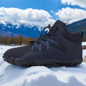 Warm fleece-lined winter snow boots for men and women with anti-slip rubber soles