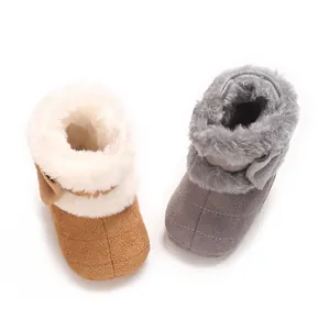 Bottines de neige chaudes pour bébé avec nœud et doublure en fausse fourrure