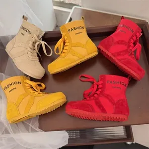 Mode-Canvas-Stiefel für Kinder in Beige, Gelb und Rot
