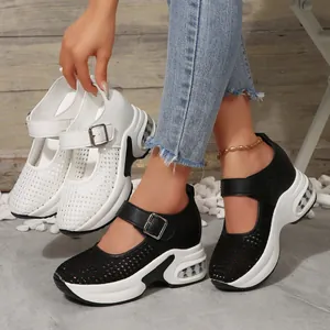 Women Mesh Breathable Sport Sandals Platform Wedge Heel Casual Shoes Hollow Out Air Cushion Non Slip Mother Shoes