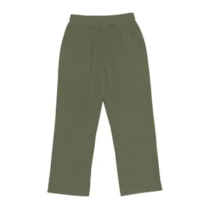 Vista posteriore di pantaloni casual da uomo in lino verde oliva, vestibilità larga