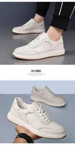 Macro detail of white genuine cowhide leather men's casual sneakers with textured finish