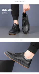 Détail de chaussures décontractées en cuir noir perforé et respirant pour hommes