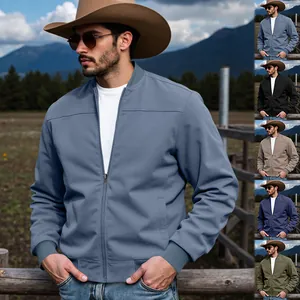 Veste bomber en daim à fermeture éclair pour homme, style Western, plusieurs couleurs d'automne