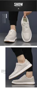 Détail de baskets d'hiver pour hommes en cuir de vachette beige avec doublure chaude