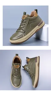 Detailansicht der olivgrünen High-Top-Herrenschuhe aus echtem Rindsleder