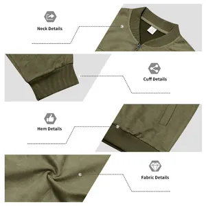 Détails du col, des poignets, de l'ourlet et du tissu de la veste en daim vert