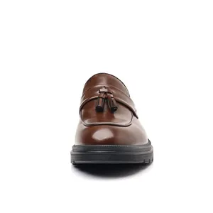 Classic brown leather tassel loafers for men featuring a stylish slip-on brogue design