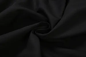 Macro view of high-quality soft black fabric texture showing fine weave and natural drapes