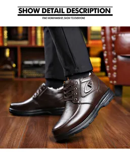 Detail van bruine leren winterlaarzen met warme fleecevoering en stevige antislipzool