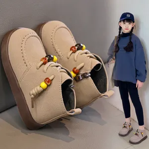 Britischer Retro-Stil Kinderstiefel mit bunten Zierperlen und einem praktischen Reißverschluss