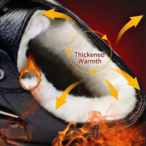 Luxe heren winterlaarzen van leer met dikke wollen voering voor thermische isolatie