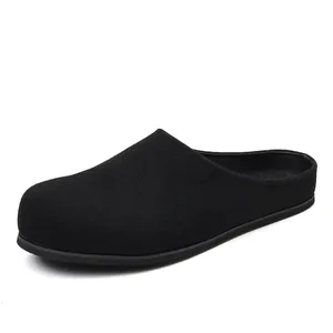 Klassieke zwarte suède muiltjes voor dames en heren, comfortabele slip-on instappers