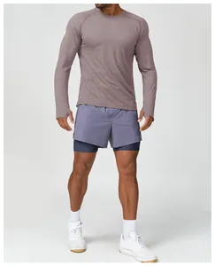 Schnelltrocknendes Herren-Sport-Langarmshirt für Yoga und Lauftraining