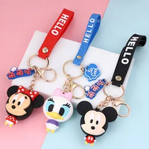 Cartoon mouse character keychains with colorful wrist straps and decorative cute charms