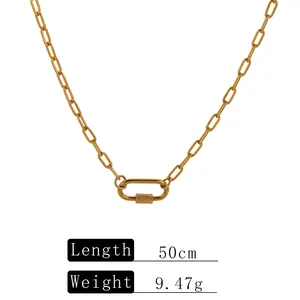 Gold stainless steel paperclip necklace detail with 50cm length and 9.47g weight.