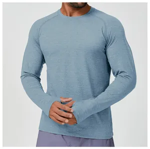 Herren schnelltrocknendes Sport-Langarmshirt mit Daumenlöchern für Yoga und Laufen
