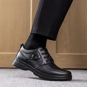 Premium Herren Freizeitschuhe aus schwarzem Echtleder mit bequemer rutschfester Sohle