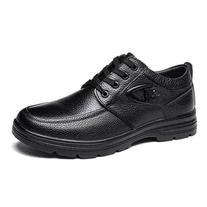Klassische schwarze Herren-Freizeitschuhe aus echtem Leder mit rutschfester Sohle