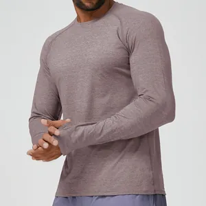 Unisex Schnelltrocknend Langarm Yoga Training Oberteil Daumenloch Meliert Raglanärmel Elastisch Fitness Laufen Sportshirt
