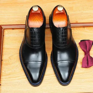 Chaussures Oxford élégantes en cuir noir à bout pointu pour mariage et affaires