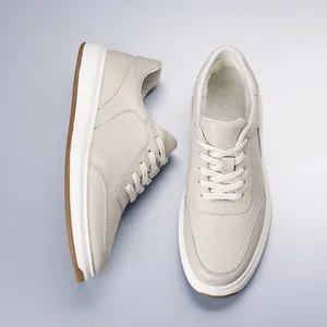 Ανδρικά δερμάτινα casual παπούτσια σε μπεζ χρώμα με ζεστή επένδυση fleece