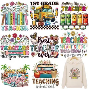 Teacher theme heat transfer patches set for DIY clothing decoration and iron-on crafts