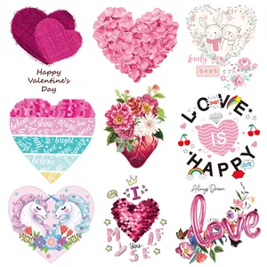 Hartvorm Hitteoverdracht Applicaties Voor Kleding Tassen DIY Bedrukt Cartoon Bloemen Vlinder Strijkapplicatie Wasbare Stoffen Sticker Accessoire