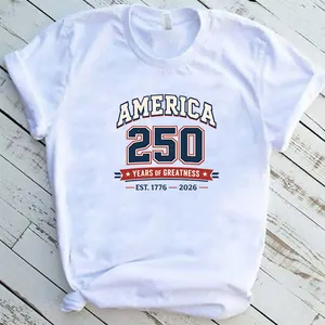 Close-up of America 250 Years of Greatness heat transfer decal for patriotic t-shirts
