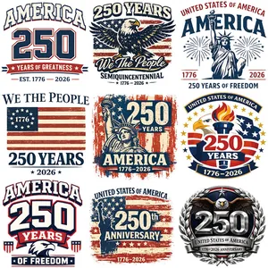 America 250th Anniversary Heat Transfer Sticker Patriotic USA Flag Eagle Statue Of Liberty DIY T-Shirt Iron-On Patch 1776-2026
