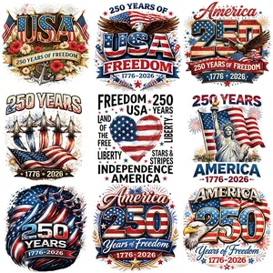 Independence Day Heat Transfer Patches 250 Years Freedom USA Flag Eagle Iron On Decals For DIY Clothing T-Shirt Decoration