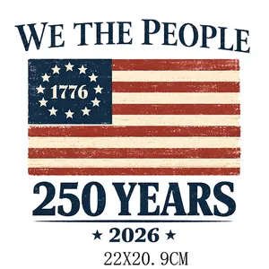 Independence Day 250th anniversary heat transfer sticker with vintage American flag