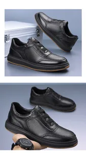 Detailansicht atmungsaktiver Herren-Freizeitschuhe aus schwarzem Narbenleder im Fotostudio