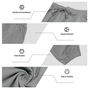 Detailed view of men's loose linen pants, highlighting waistband, pockets, and fabric texture.