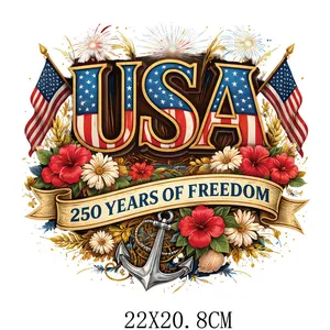 Independence Day USA 250th anniversary patriotic heat transfer decal for clothing 22x20cm
